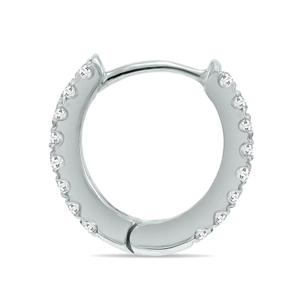 1/10 Carat TW Small Diamond Huggie Hoop Earrings in 10K White Gold