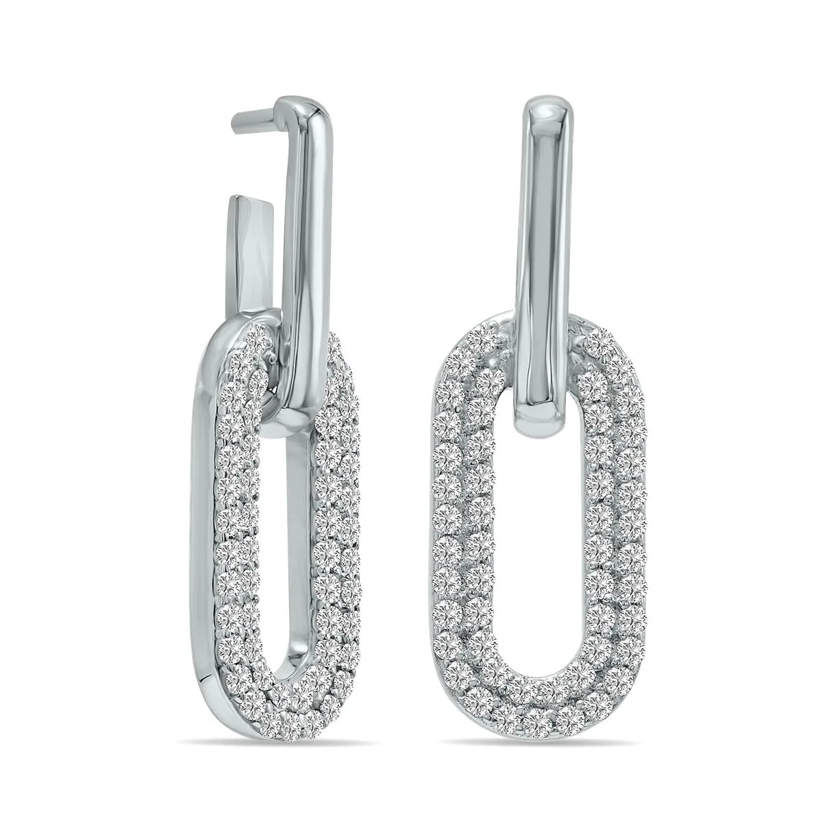 1/2 Ctw Lab Grown Diamond Dangling Drop Earrings In 10K White Gold