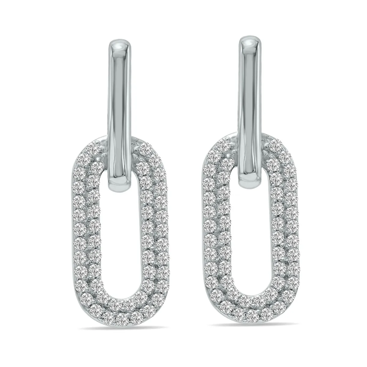 1/2 Ctw Lab Grown Diamond Dangling Drop Earrings In 10K White Gold