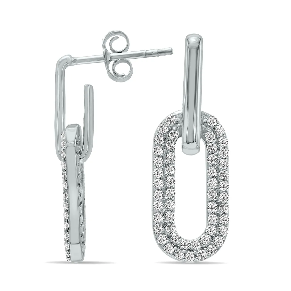 1/2 Ctw Lab Grown Diamond Dangling Drop Earrings In 10K White Gold