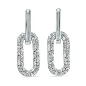 1/2 Ctw Lab Grown Diamond Dangling Drop Earrings In 10K White Gold