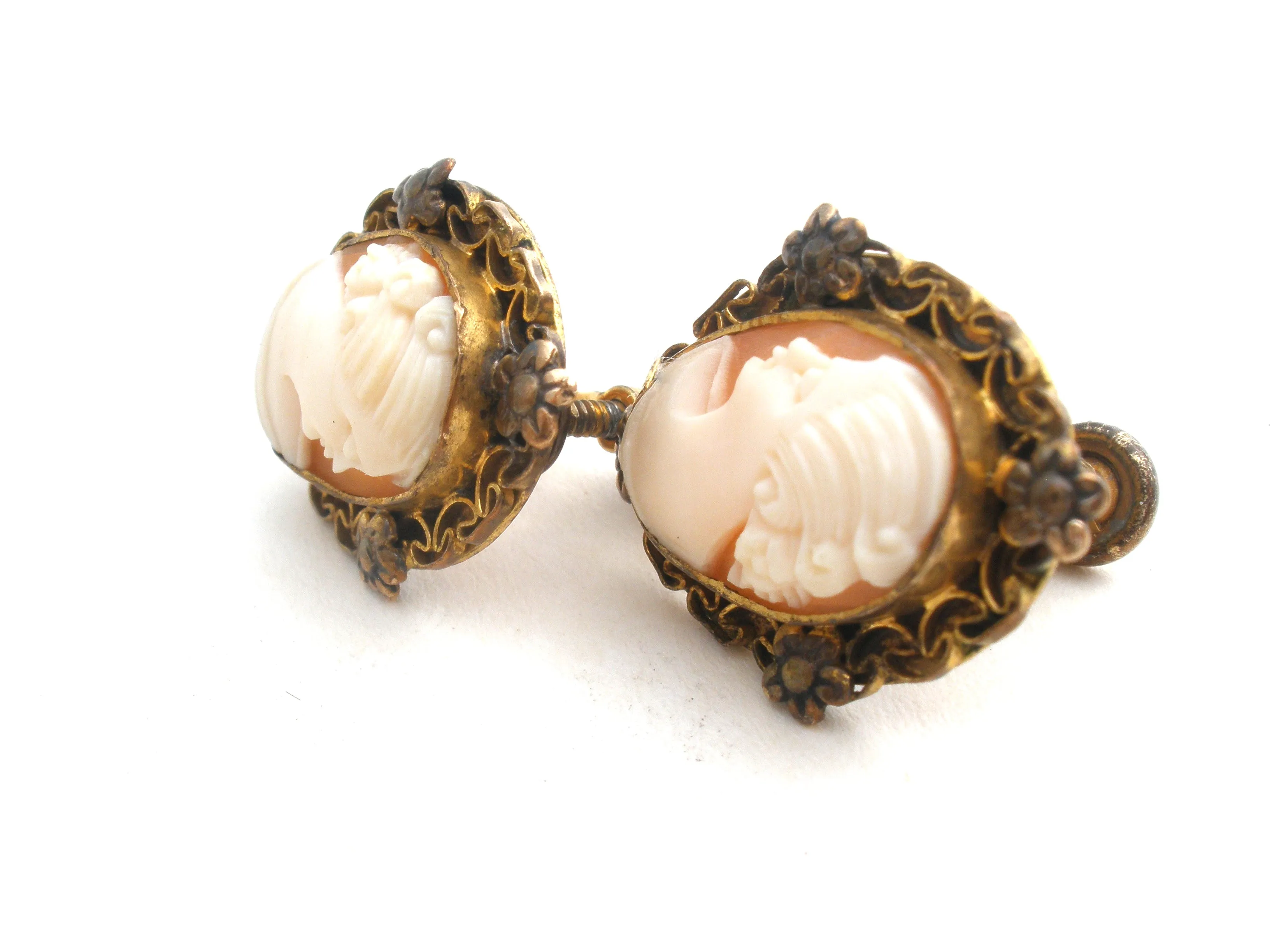 12K Gold Filled Cameo Earrings Vintage