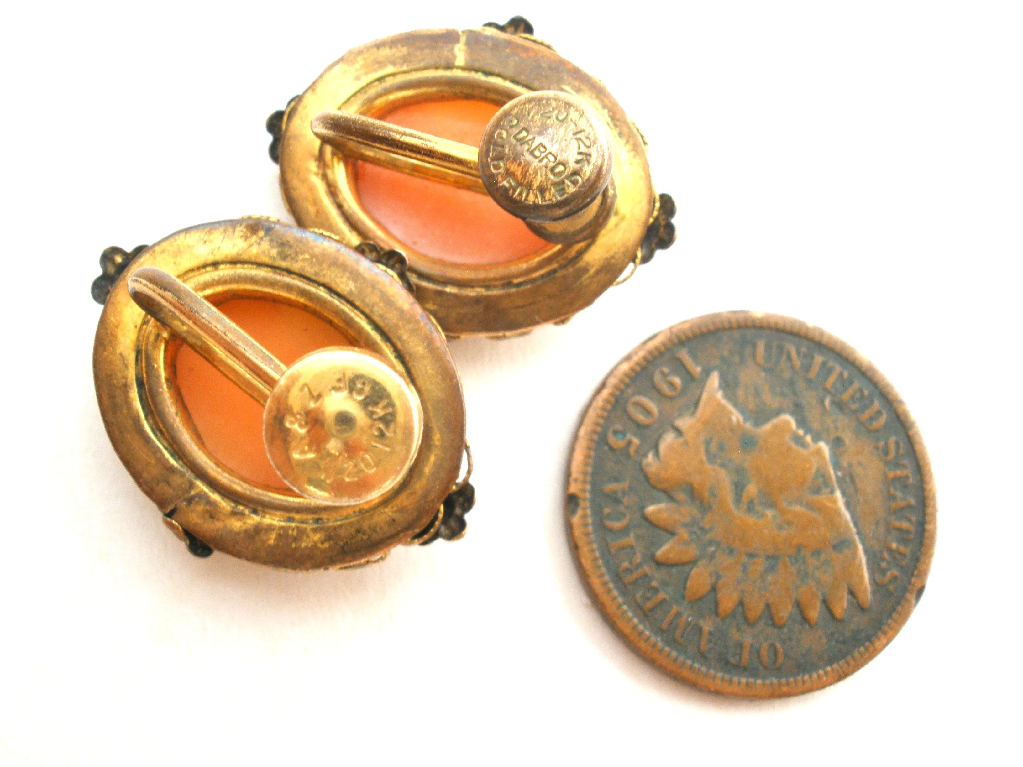 12K Gold Filled Cameo Earrings Vintage