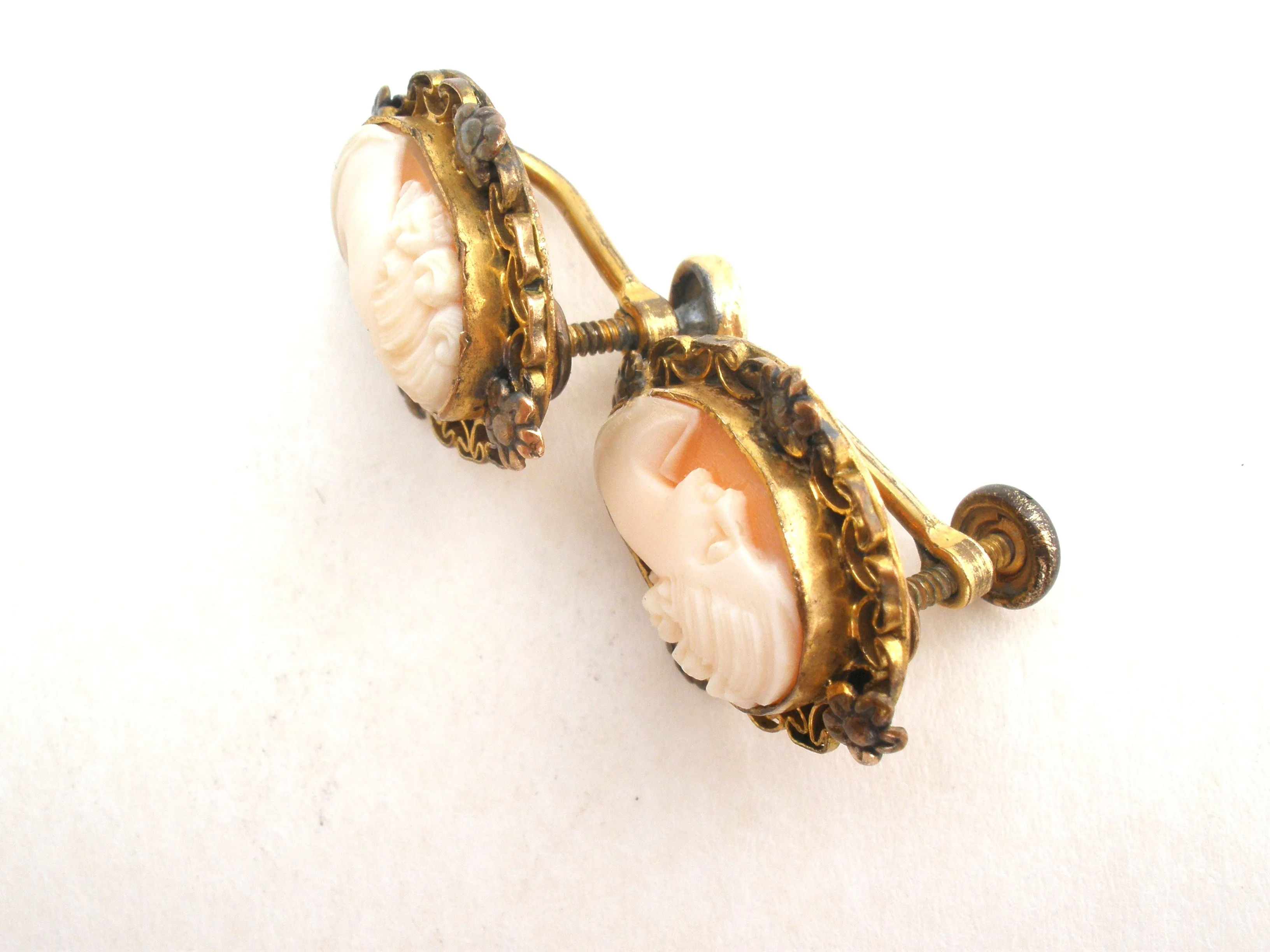12K Gold Filled Cameo Earrings Vintage