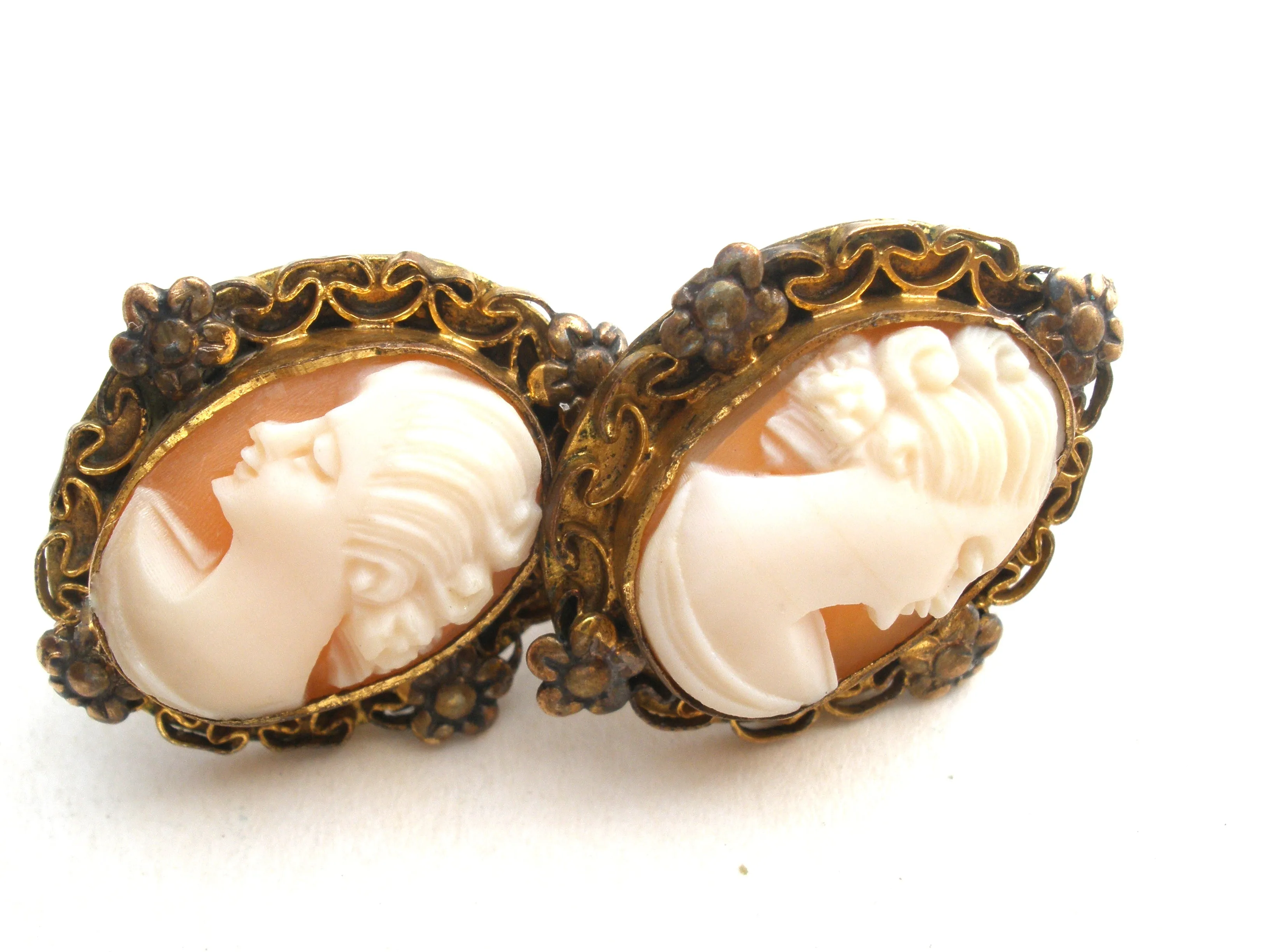 12K Gold Filled Cameo Earrings Vintage
