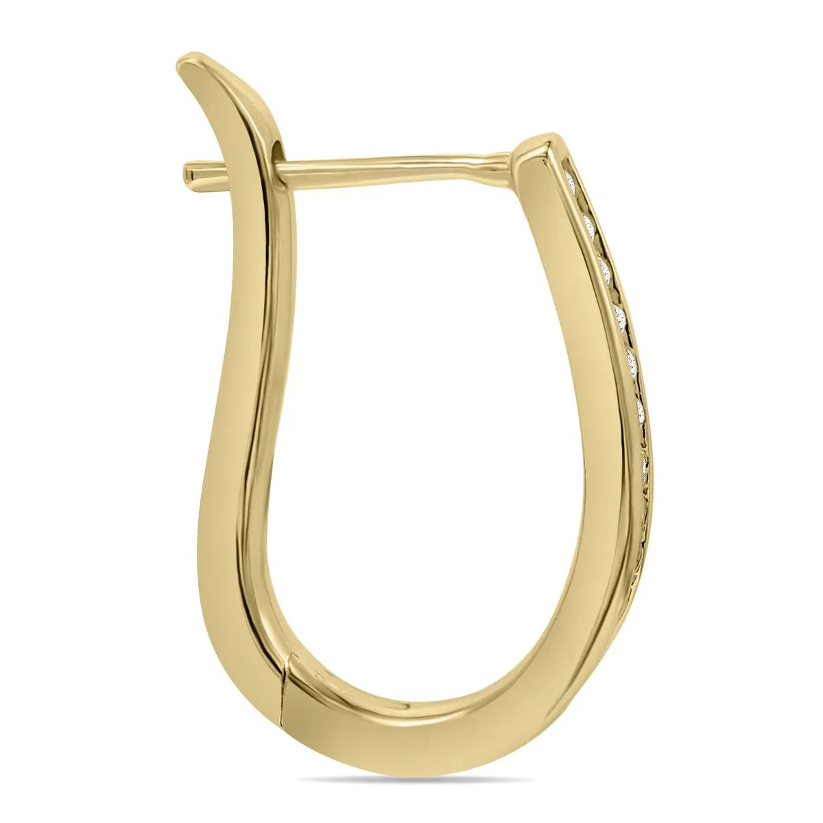 1/4 Carat TW Channel Set Diamond Hoop Earrings in 10K Yellow Gold
