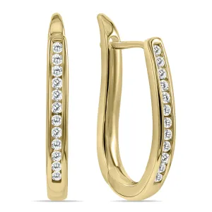 1/4 Carat TW Channel Set Diamond Hoop Earrings in 10K Yellow Gold