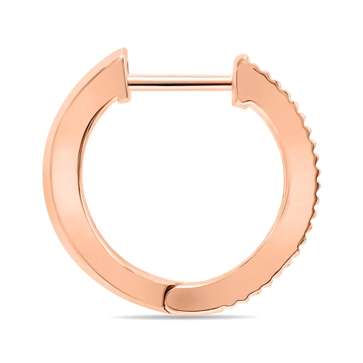 1/4 Carat Tw Small Diamond Channel Set Huggie Hoop Earrings In 10K Rose Gold