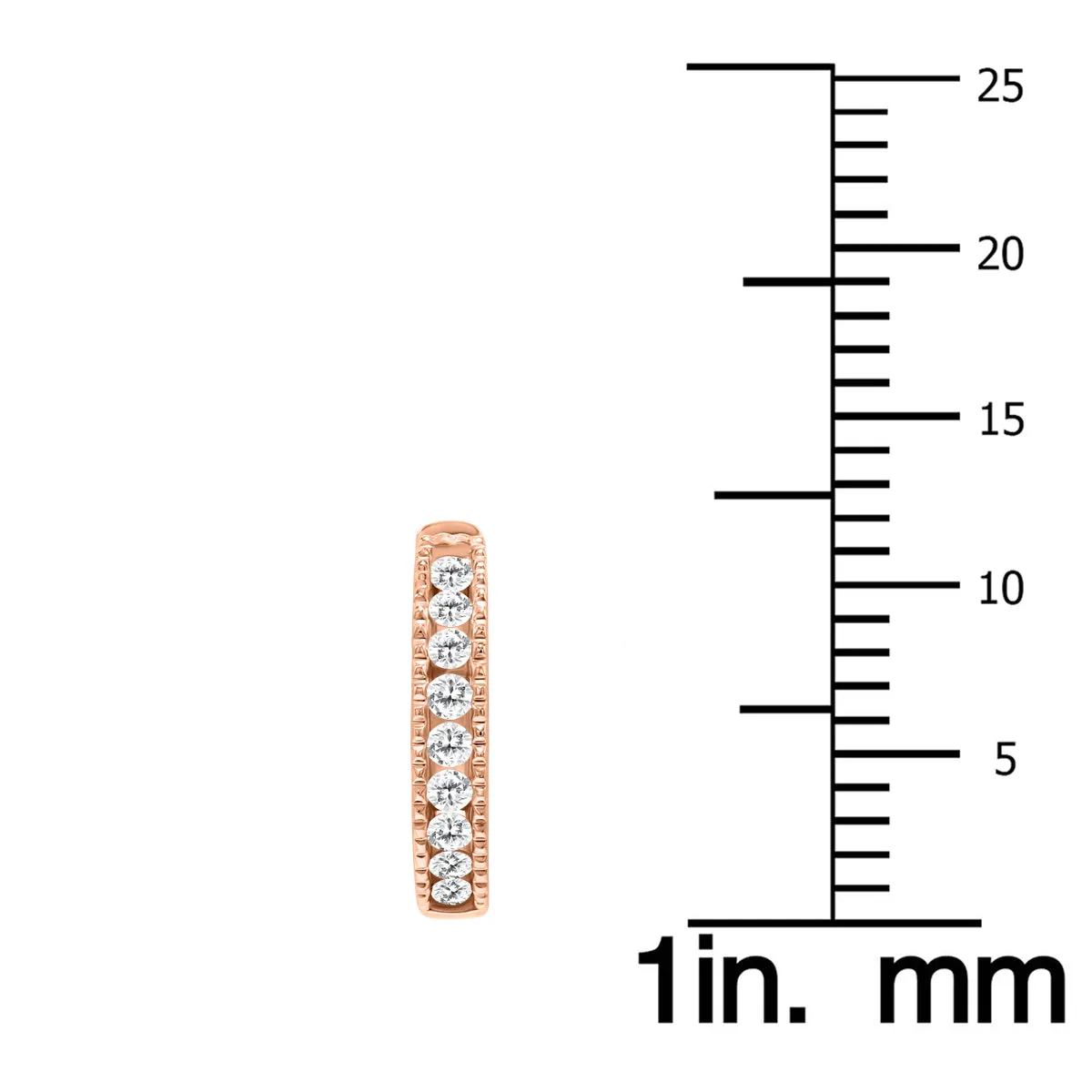 1/4 Carat Tw Small Diamond Channel Set Huggie Hoop Earrings In 10K Rose Gold