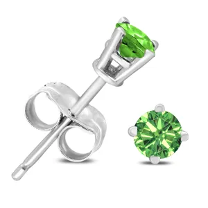 1/4 Ctw Round Genuine Diamond Solitaire Stud Earrings In 10K