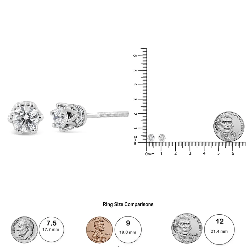 14K Gold 1/2 Cttw Round Diamond Crown Stud Earring