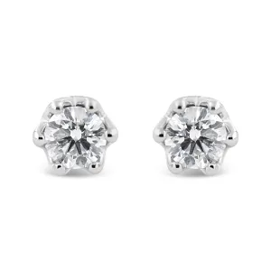 14K Gold 1/2 Cttw Round Diamond Crown Stud Earring