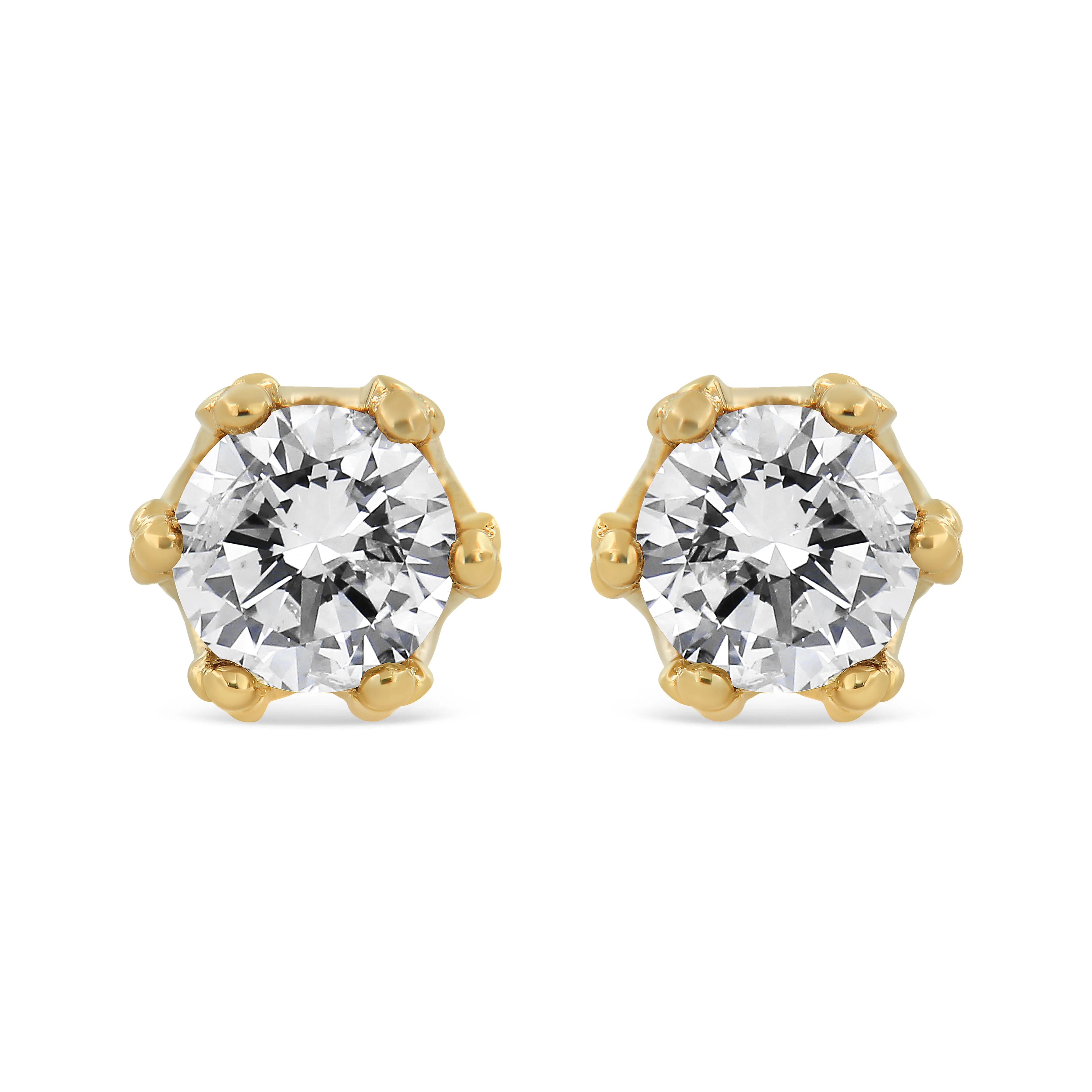 14K Gold 1/2 Cttw Round Diamond Crown Stud Earring