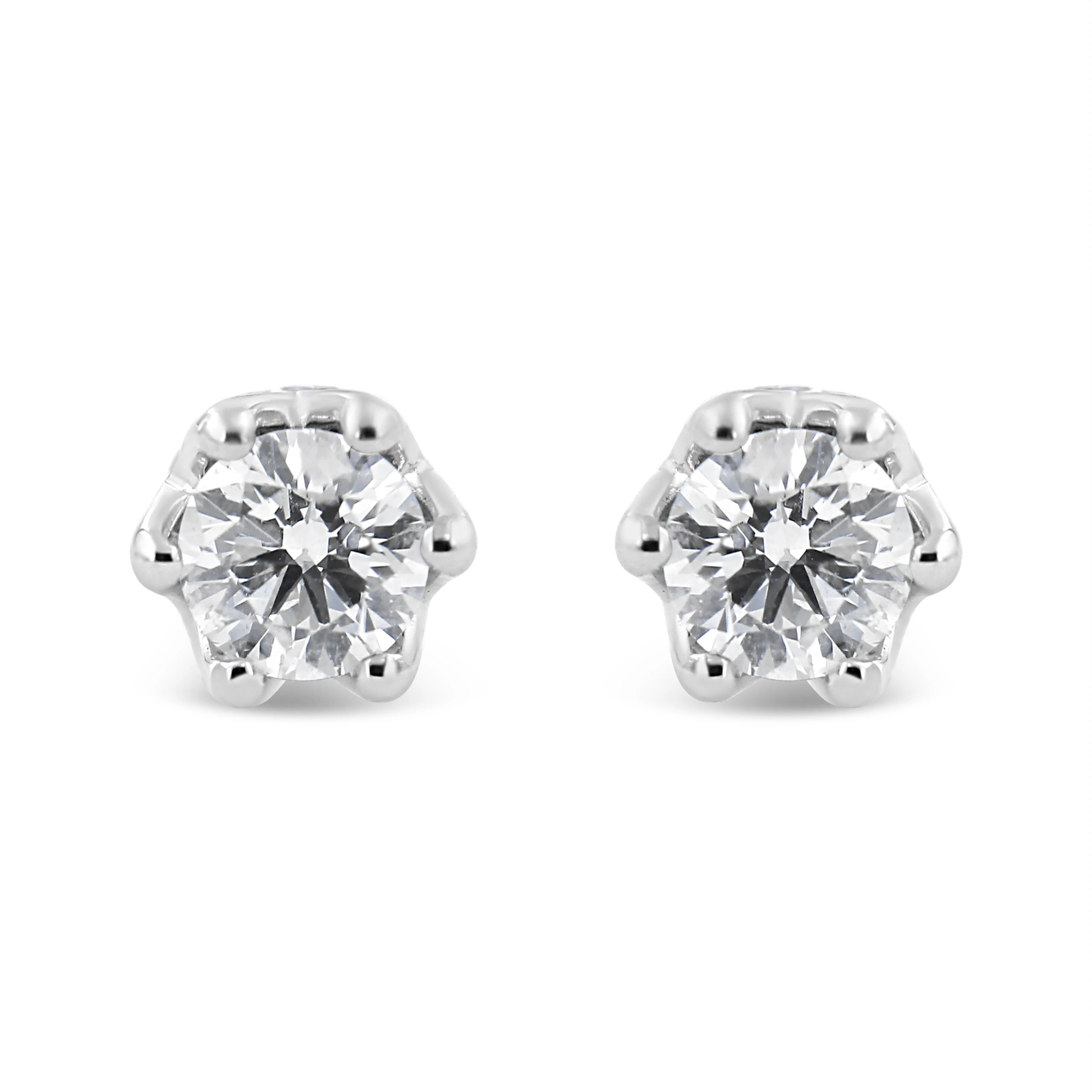 14K Gold 1/2 Cttw Round Diamond Crown Stud Earring