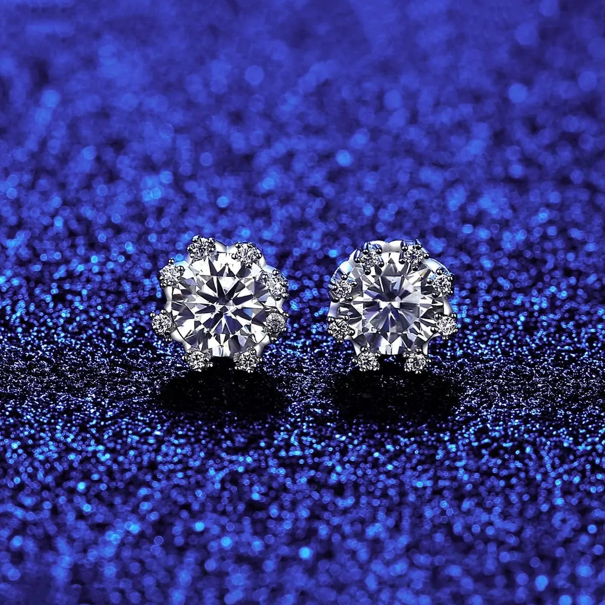 14K Gold 1ct/2ct Diamond Flower Stud Earrings for Women, VVS1 D-Color, Appropriate Gift for Any Event