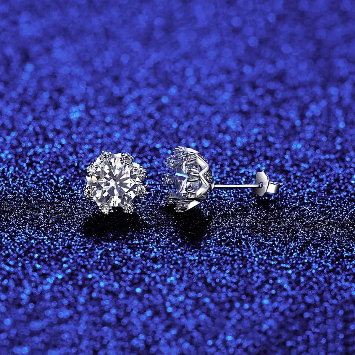 14K Gold 1ct/2ct Diamond Flower Stud Earrings for Women, VVS1 D-Color, Appropriate Gift for Any Event