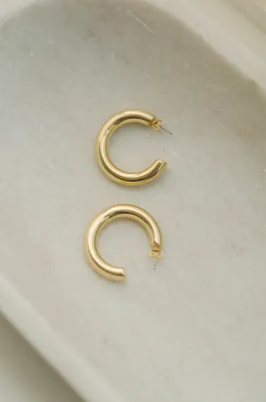 14K Gold Chunky Hollow Hoop Earrings