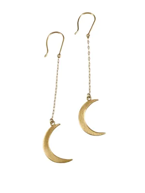 14K Gold Crescent Moon Earrings