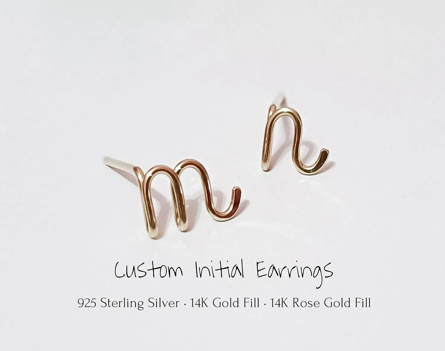 14K Gold Fill Custom Initial Stud Earrings Letter Tiny Stud Minimalist Personalized Birthday Gift Friendship Couple Wedding Christmas Women Men Teenager 925 Sterling Silver 14K Rose Gold Fill