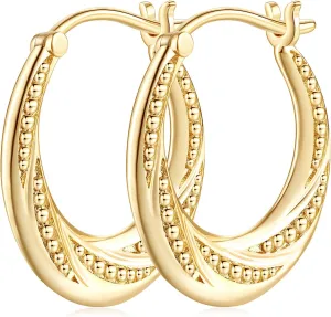 14K Gold Hoop Earrings for Women Small Gold Hoop Earrings 14K Hoops Earring Rotating Small Ball Design Comfortable Hoops Womens Earring 22/25mm