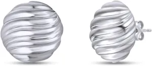 14k Gold over Sterling Silver Plain Punky Minimalist Sculpted Wave Stud Earrings
