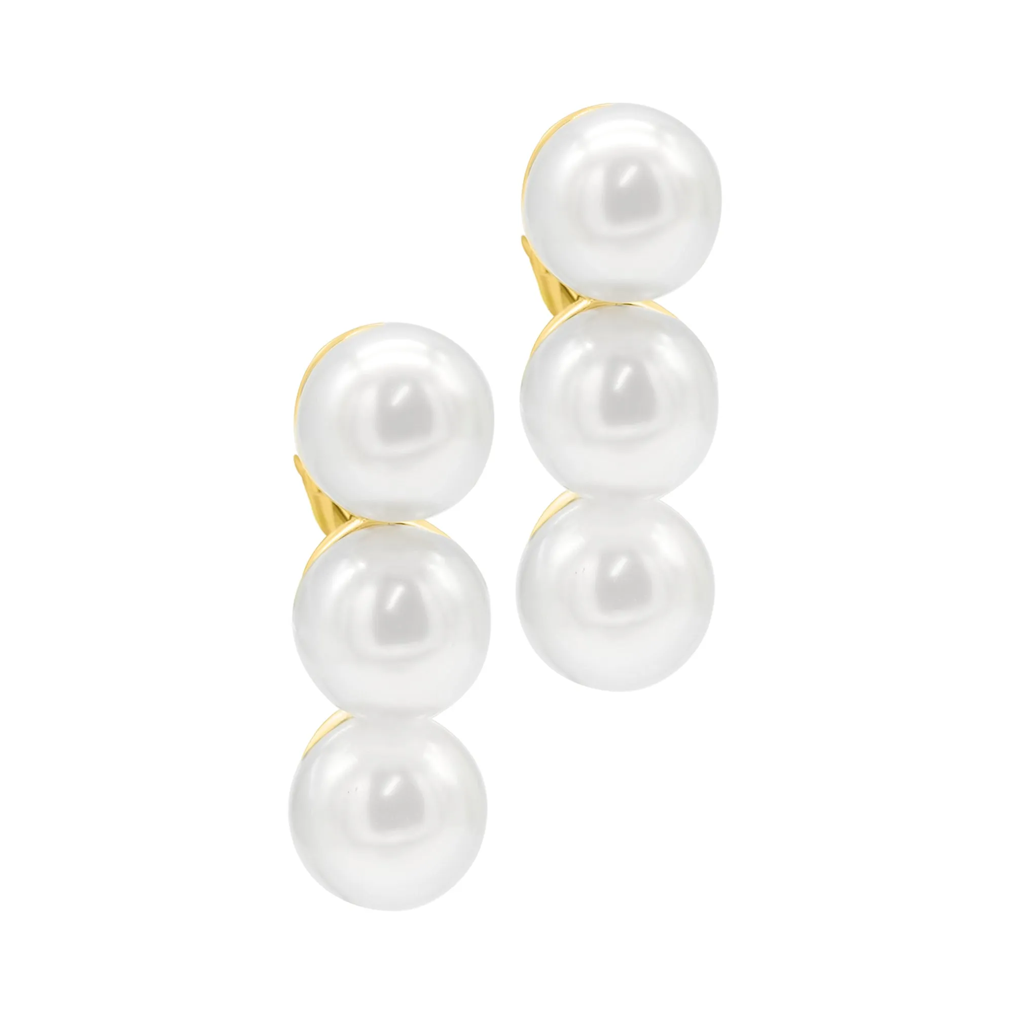 14K Gold Plated Oversized Pearl Bar Studs Earrings