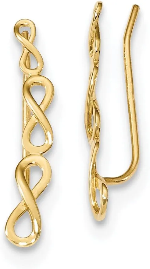 14k Gold Polished Infinity Ear Climber Earrings Timeles