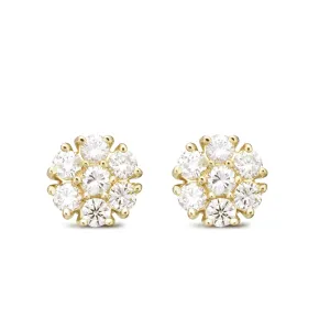 14K Gold Shyne Collection 7pt Diamond Flower Studs