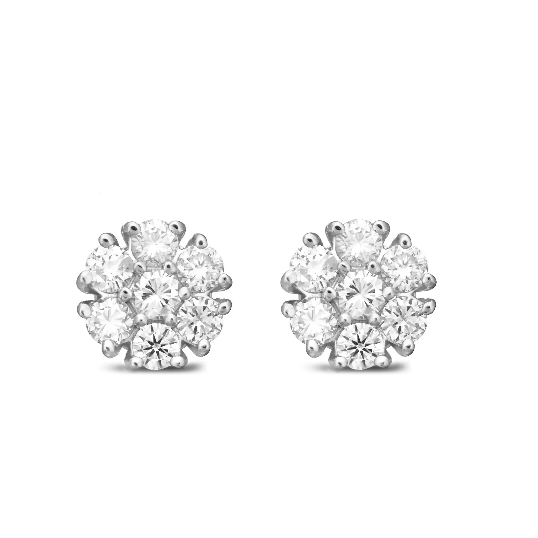 14K Gold Shyne Collection 7pt Diamond Flower Studs