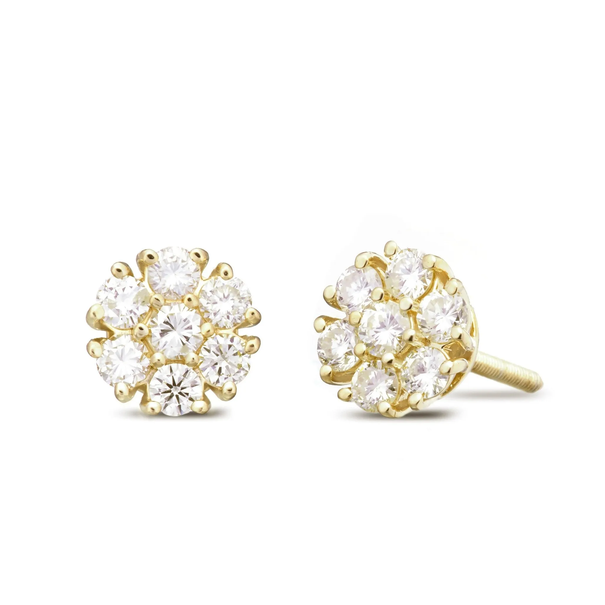 14K Gold Shyne Collection 7pt Diamond Flower Studs