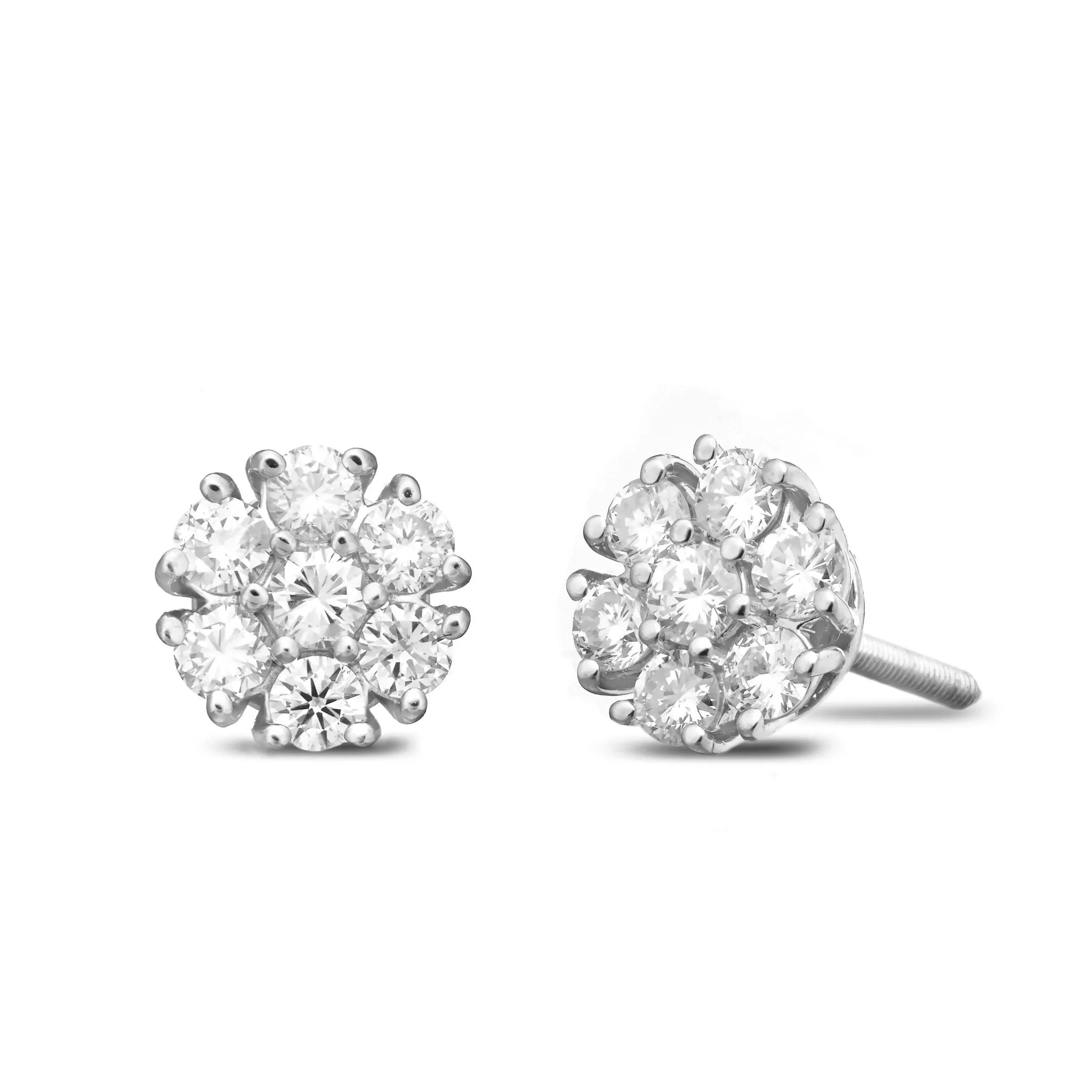 14K Gold Shyne Collection 7pt Diamond Flower Studs