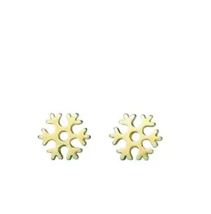 14k Gold Snowflake Earrings Real Solid Studs for Women Winter Minimalist Jewelry 0.001