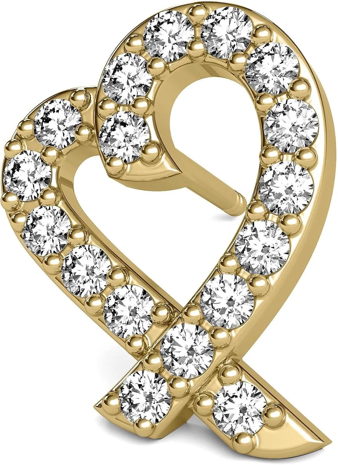 14K Gold Tiny Heart Diamond Stud Earrings – Lab-Grown Diamonds, EF-VS Clarity, Push-Back Clasps – Available in White, Yellow, and Rose Gold