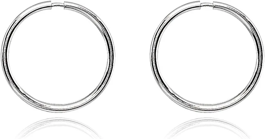 14K Gold Tiny Small Endless 10mm Round Thin Cartilage Hoop Earrings for Men Women