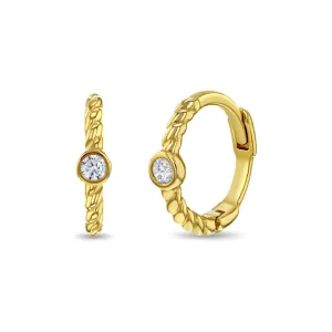 14k Gold Twisted Rope Hoop Women's Earrings 8mm