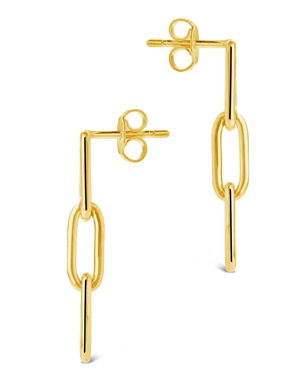 14K Italian Gold Paperclip Chain Drop Earrings