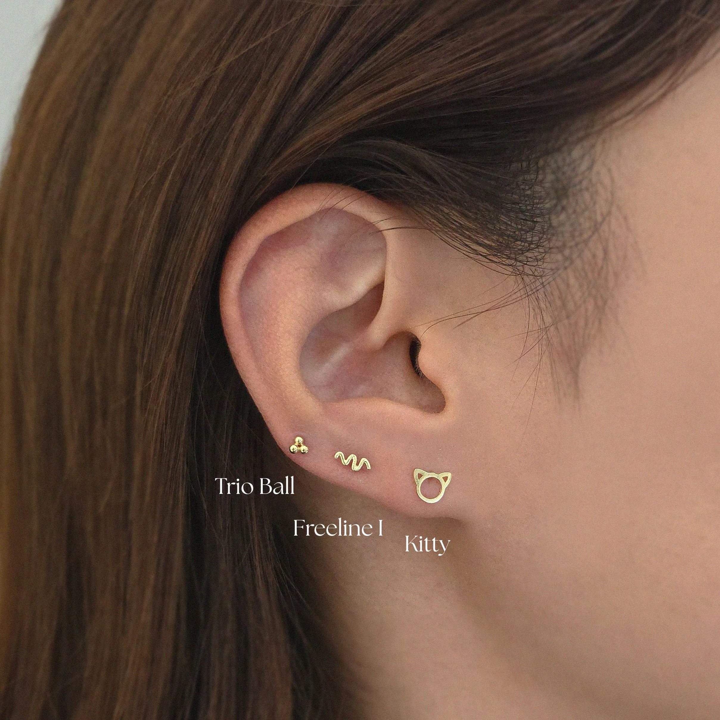 14K Kitty Cartilage Earring