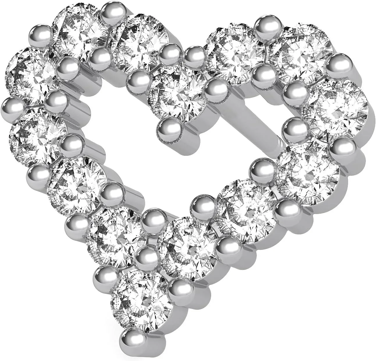 14K Solid Gold Heart Stud Earrings with Lab Grown Diamonds, EF/VS Quality, Push Back, 0.30-0.56cttw – Elegant & Eco-Friendly Jewelry Gift for Women