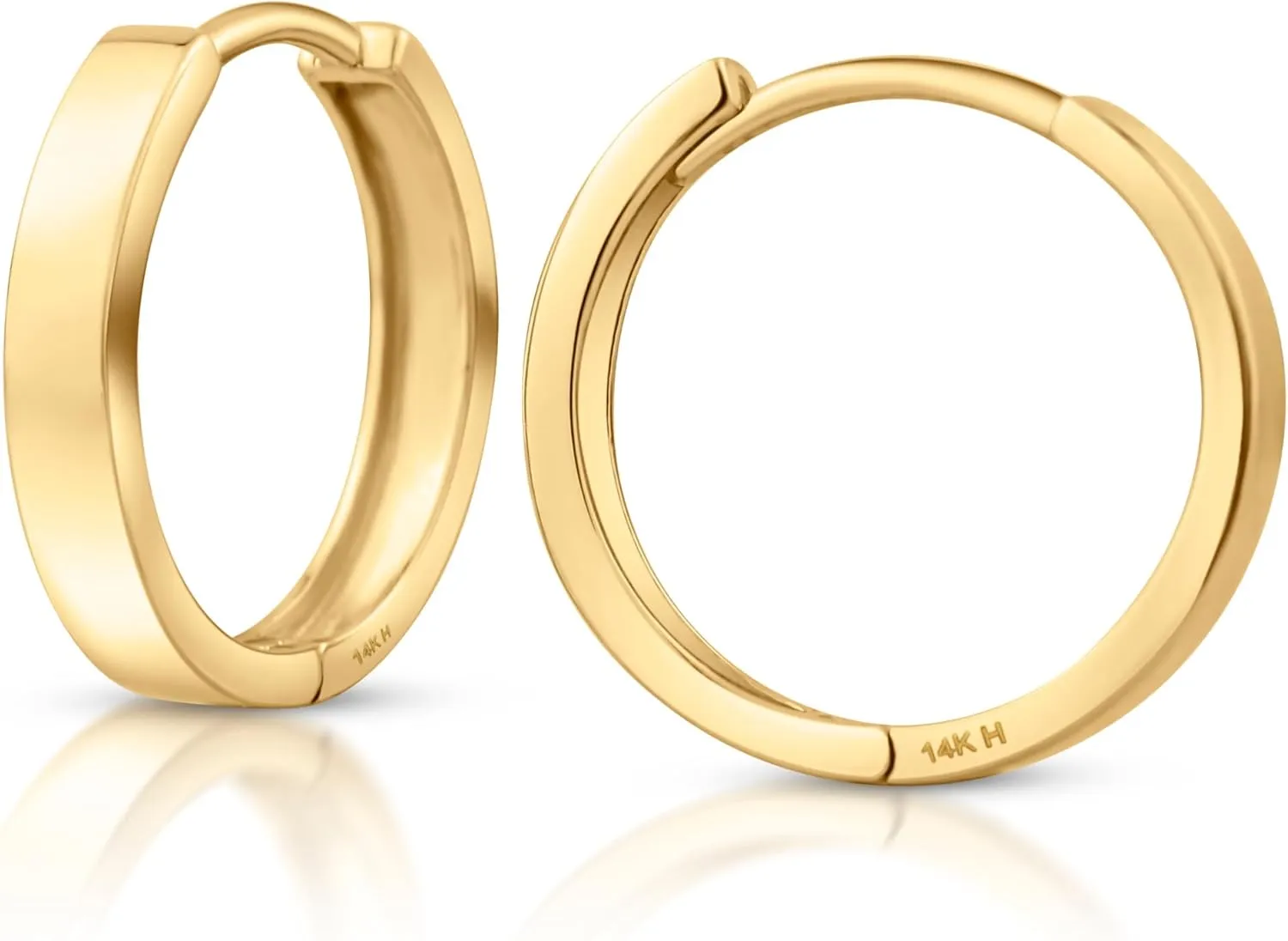 14k Solid Gold Huggie Earrings, Real Gold Earrings, Plain Gold Huggie Hoop Earrings, Simple Gold Huggie