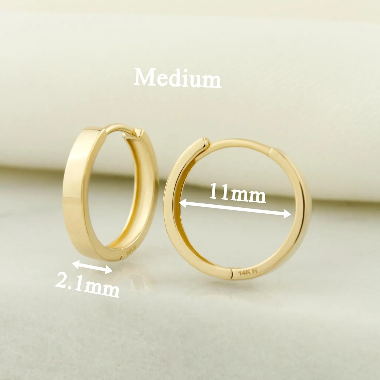 14k Solid Gold Huggie Earrings, Real Gold Earrings, Plain Gold Huggie Hoop Earrings, Simple Gold Huggie