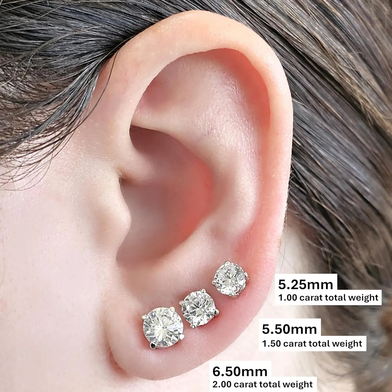 14K Solid Gold Post & Silver Simulated Diamond Stud Earrings-cubic zirconia earrings studs .30ct to 8.00ct