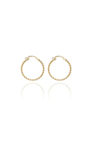 14K Solid Yellow Gold 25MM Twisted Rope Hoop Earring