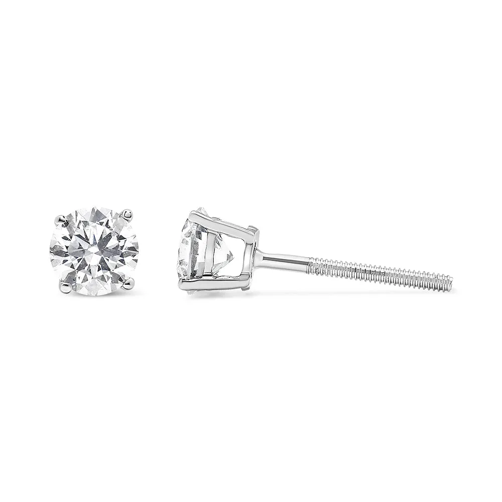 14K White Gold 1/2 Cttw 4-Prong Set Lab Grown Solitaire Diamond Push Back Stud Earrings