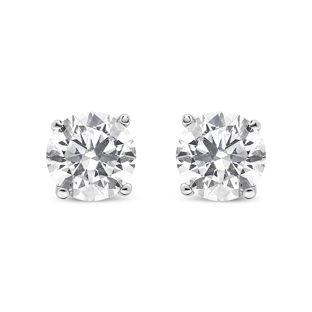 14K White Gold 1/2 Cttw 4-Prong Set Lab Grown Solitaire Diamond Push Back Stud Earrings