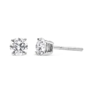 14K White Gold 1/2 Cttw 4-Prong Set Lab Grown Solitaire Diamond Push Back Stud Earrings