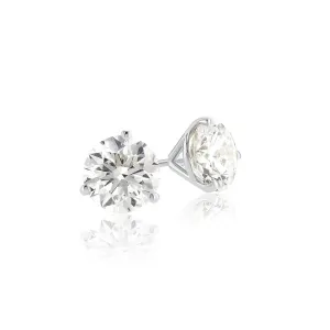 14K White Gold 3.05 CT Round Diamond Martini Stud Earrings