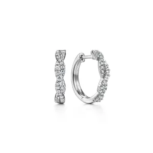 14K White Gold Diamond Twisted Huggies - EG14508W45JJ