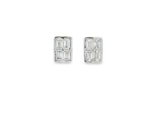 14K White Gold Emerald Cut Diamond Earrings