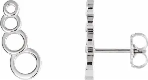 14k White Gold Polished Geometric Earrings Climber With Back - Jewelry Gift for Mom