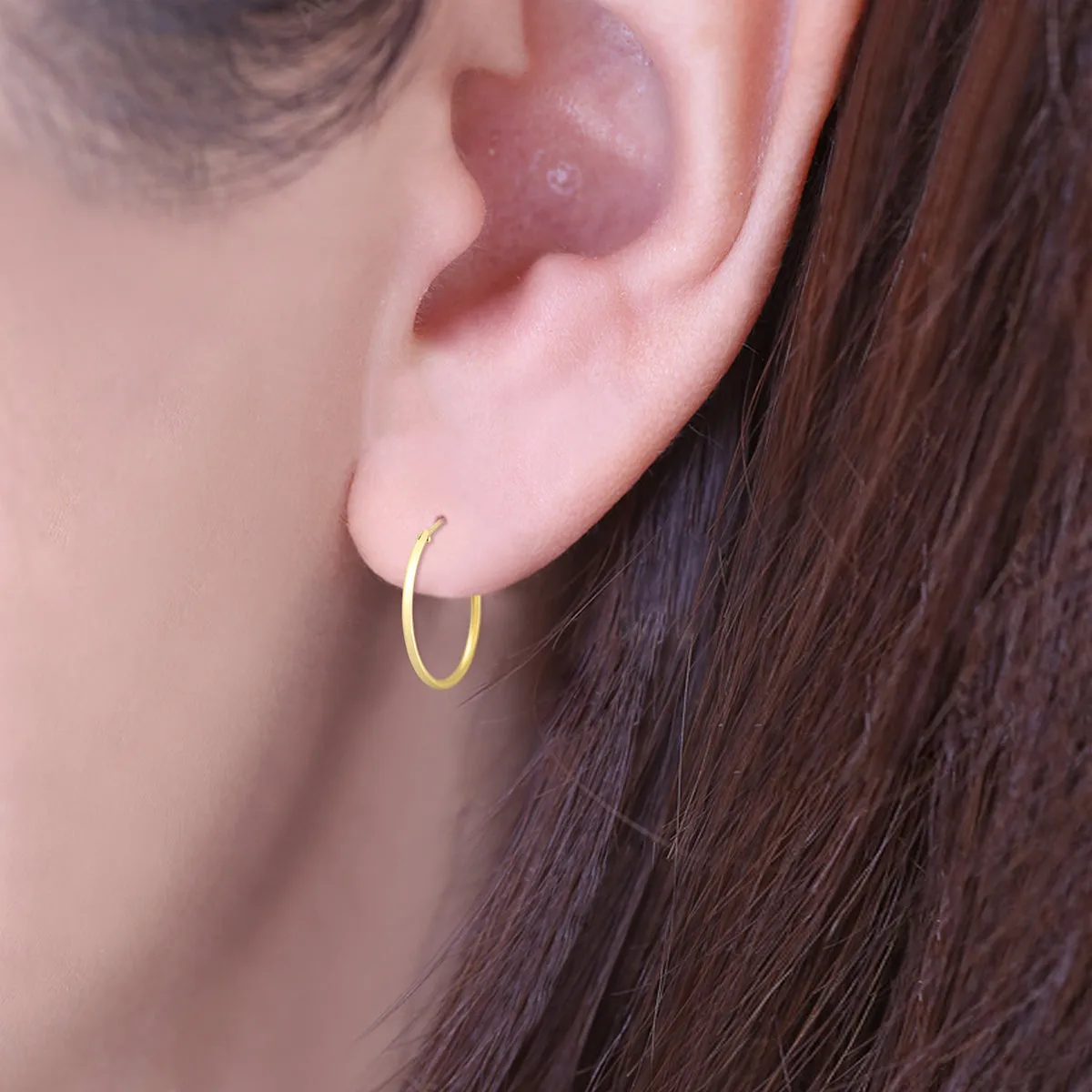 14K Yellow Gold 21Mm Hoop Earrings (1.5Mm Gauges)